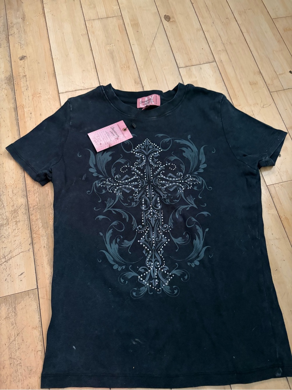 Kids Black Graphic Cross T‑Shirt